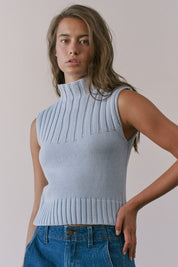 Mockingbird Ribbed Mock Neck Sweater Vest - Westly