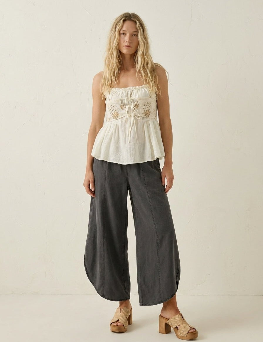 Moon Tide Mineral Wash Tulip Relaxed Fit Pants - Westly