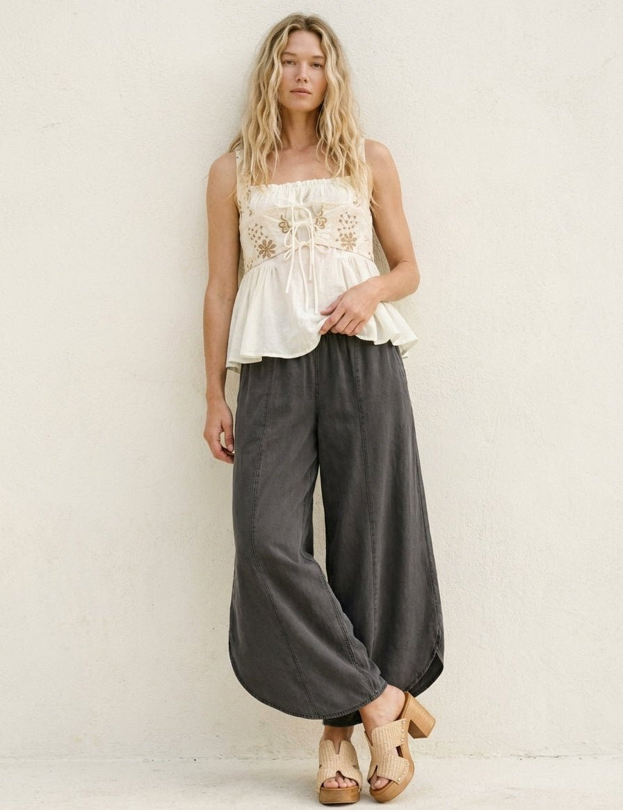 Moon Tide Mineral Wash Tulip Relaxed Fit Pants - Westly
