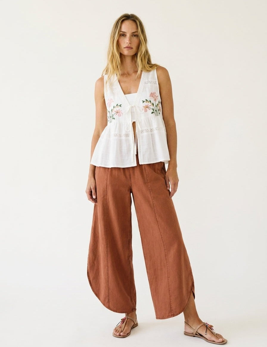 Moon Tide Mineral Wash Tulip Relaxed Fit Pants - Westly