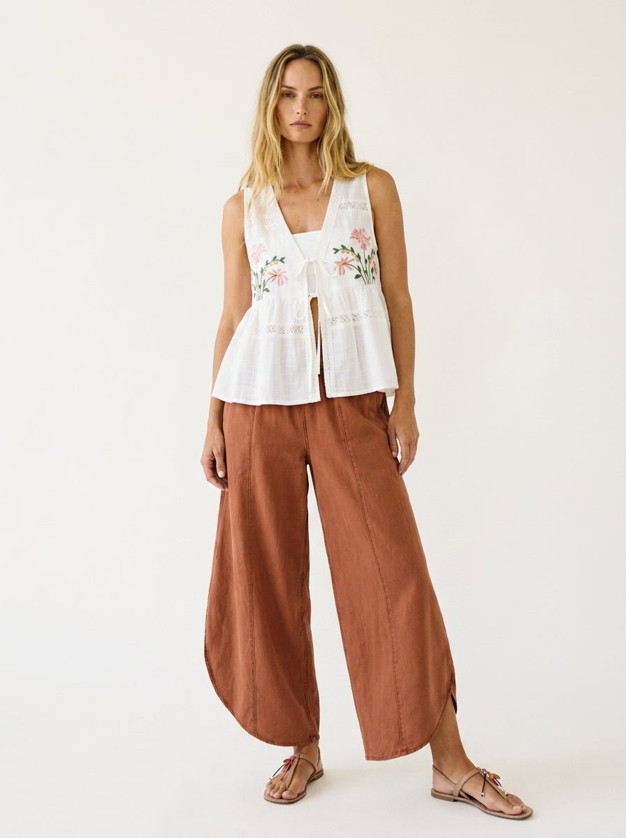 Moon Tide Mineral Wash Tulip Relaxed Fit Pants - Westly