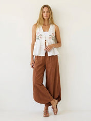 Moon Tide Mineral Wash Tulip Relaxed Fit Pants - Westly