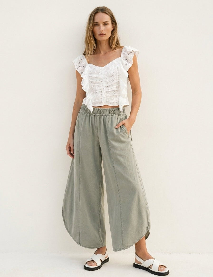 Moon Tide Mineral Wash Tulip Relaxed Fit Pants - Westly