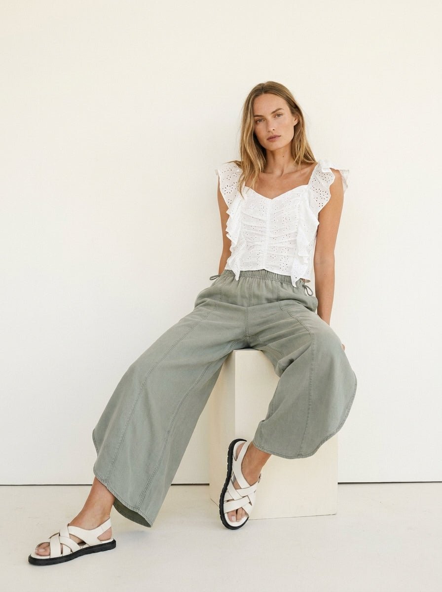Moon Tide Mineral Wash Tulip Relaxed Fit Pants - Westly