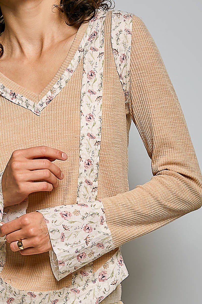 Moonflower Floral Trimmed Long-Sleeve Top - Westly