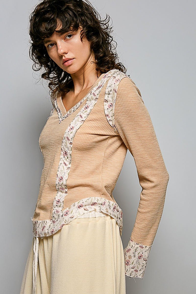 Moonflower Floral Trimmed Long-Sleeve Top - Westly