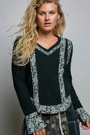 Moonflower Floral Trimmed Long-Sleeve Top - Westly