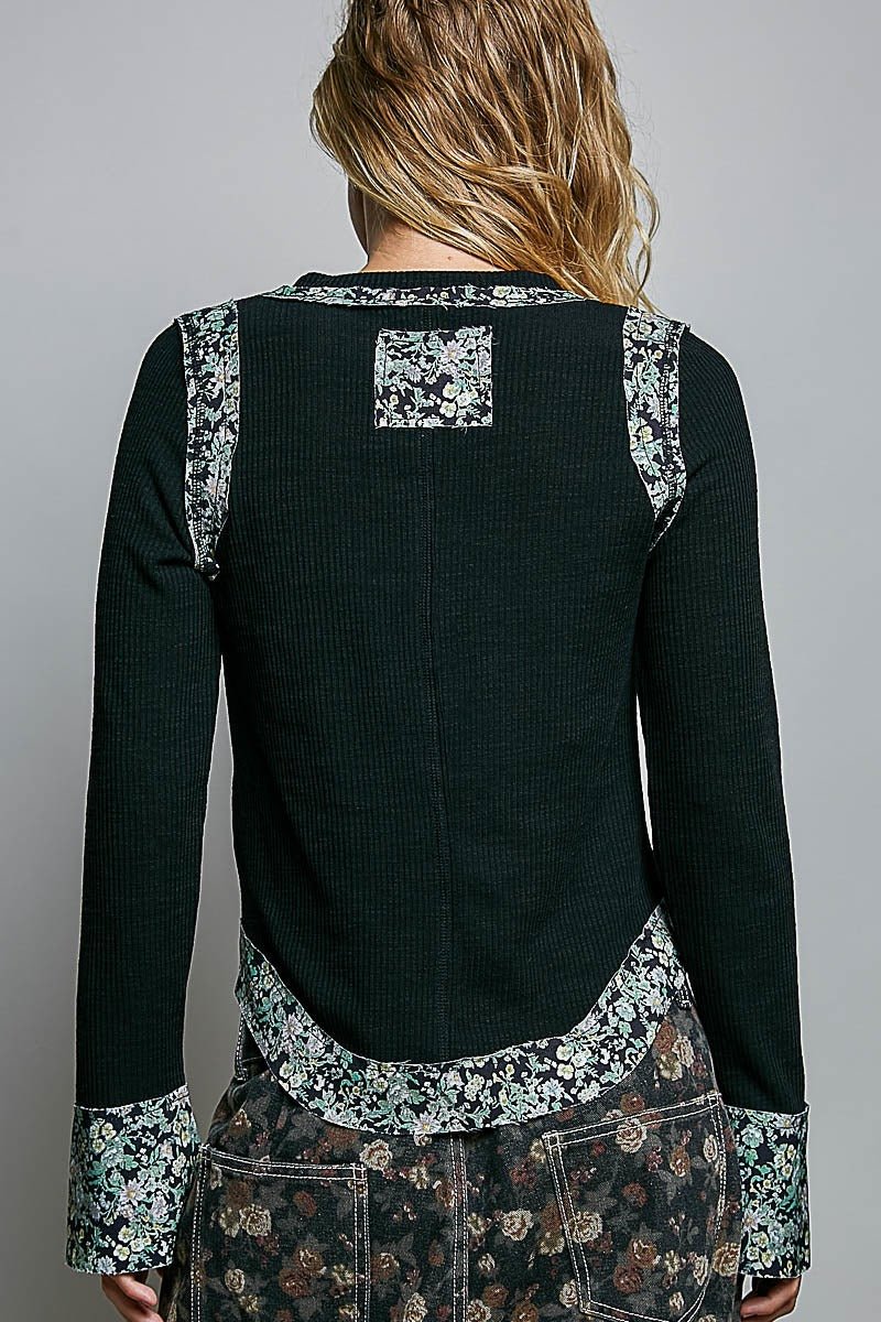 Moonflower Floral Trimmed Long-Sleeve Top - Westly