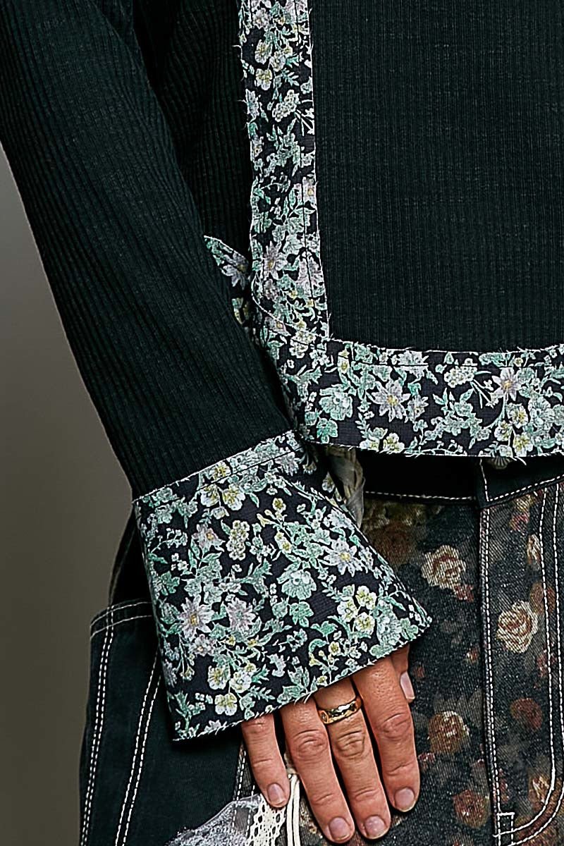 Moonflower Floral Trimmed Long-Sleeve Top - Westly
