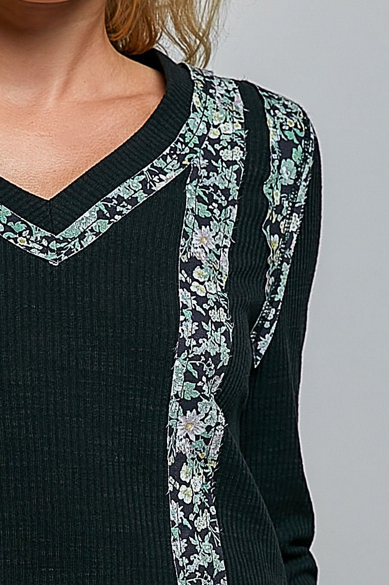 Moonflower Floral Trimmed Long-Sleeve Top - Westly