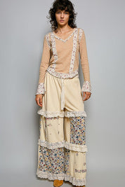 Moonflower Floral Trimmed Long-Sleeve Top - Westly
