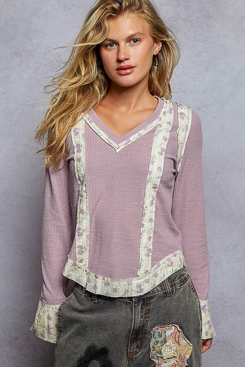 Moonflower Floral Trimmed Long-Sleeve Top - Westly