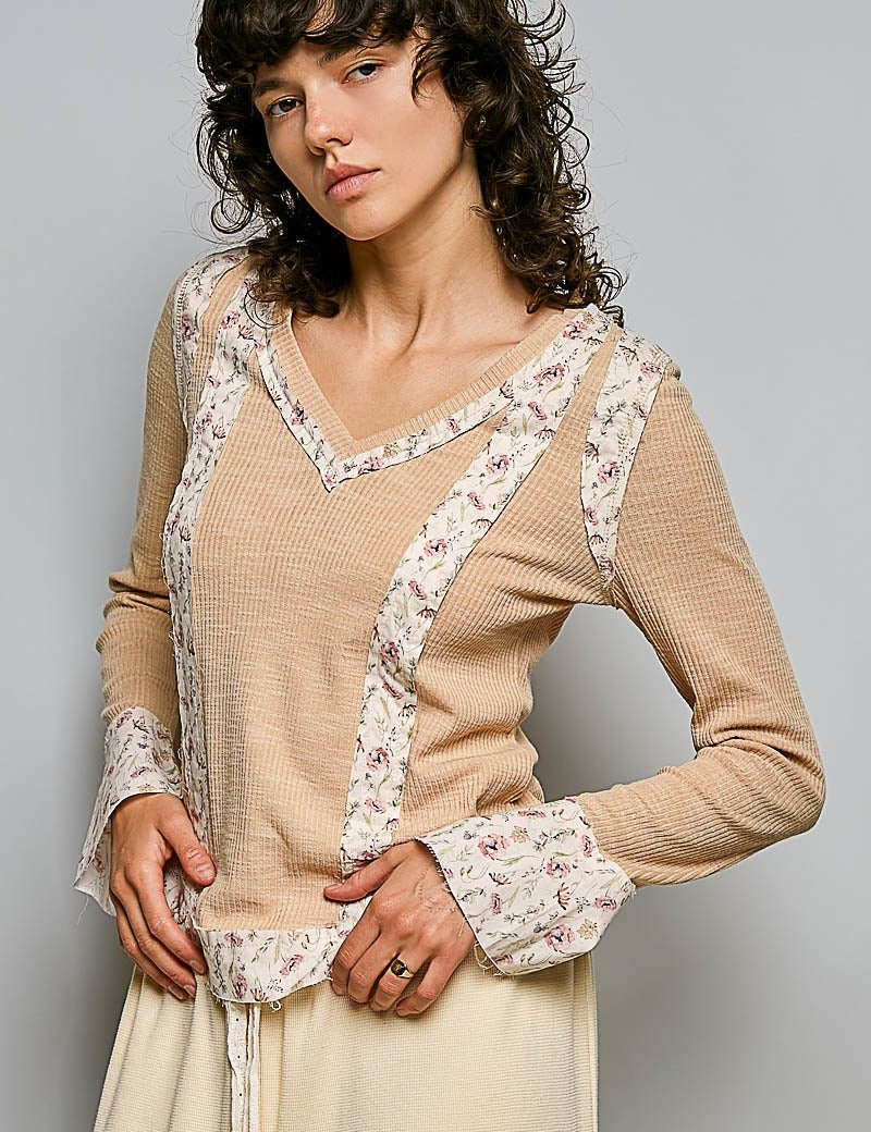 Moonflower Floral Trimmed Long-Sleeve Top - Westly
