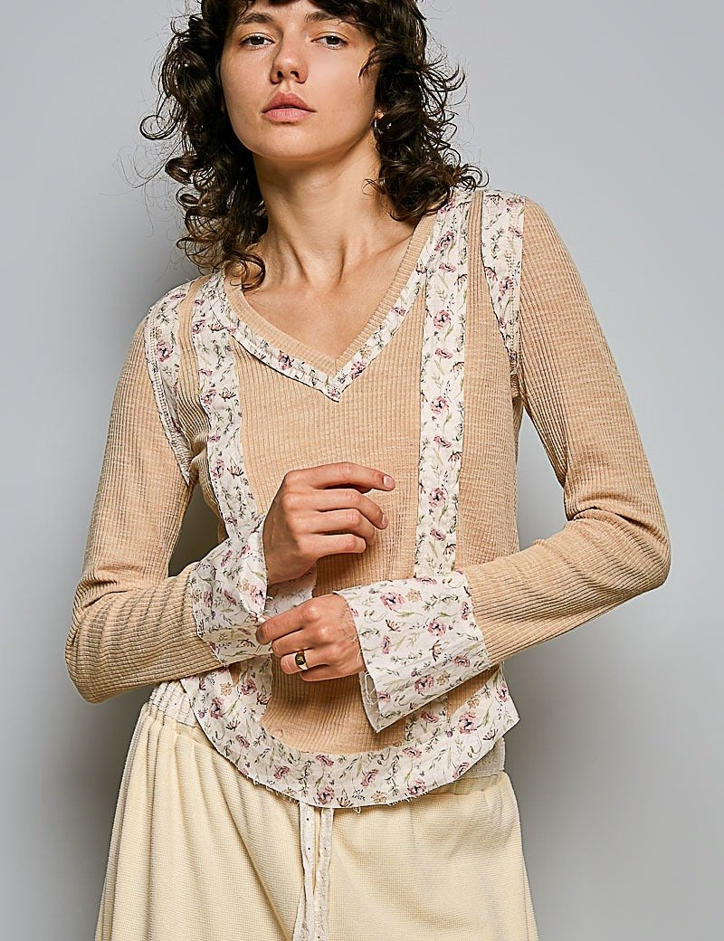 Moonflower Floral Trimmed Long-Sleeve Top - Westly