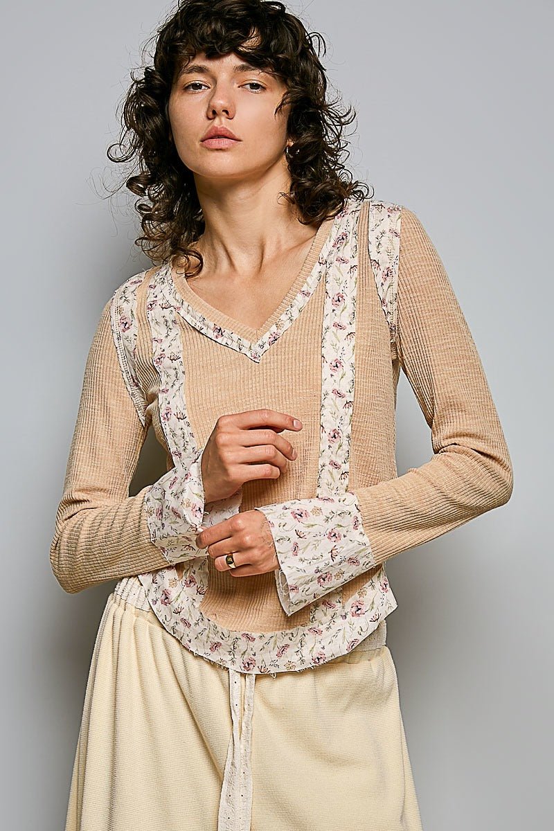 Moonflower Floral Trimmed Long-Sleeve Top - Westly