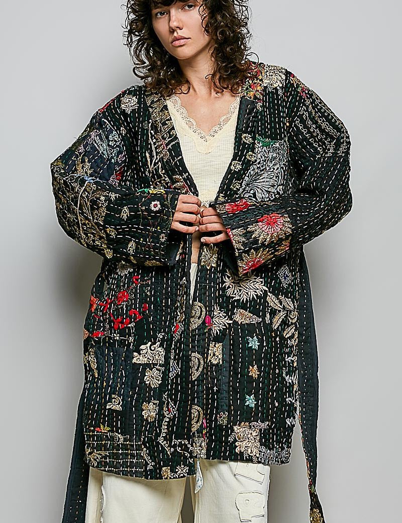 Moonflower Kantha Kimono - Westly