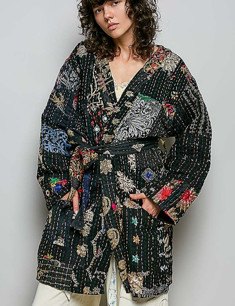 Moonflower Kantha Kimono - Westly