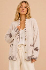 Moonrise Bear Motif Knit Cardigan - Westly