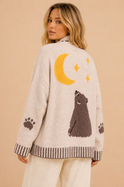 Moonrise Bear Motif Knit Cardigan - Westly