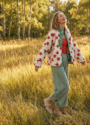 Morning Market Rose Print Sherpa Jacket - Westly