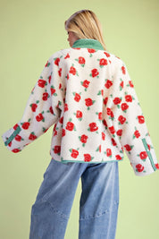 Morning Market Rose Print Sherpa Jacket - Westly