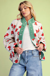 Morning Market Rose Print Sherpa Jacket - Westly