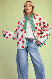 Morning Market Rose Print Sherpa Jacket - Westly