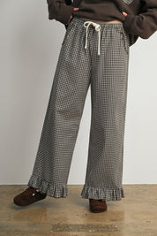 Morningtide Gingham Ruffle Hem Pants - Westly