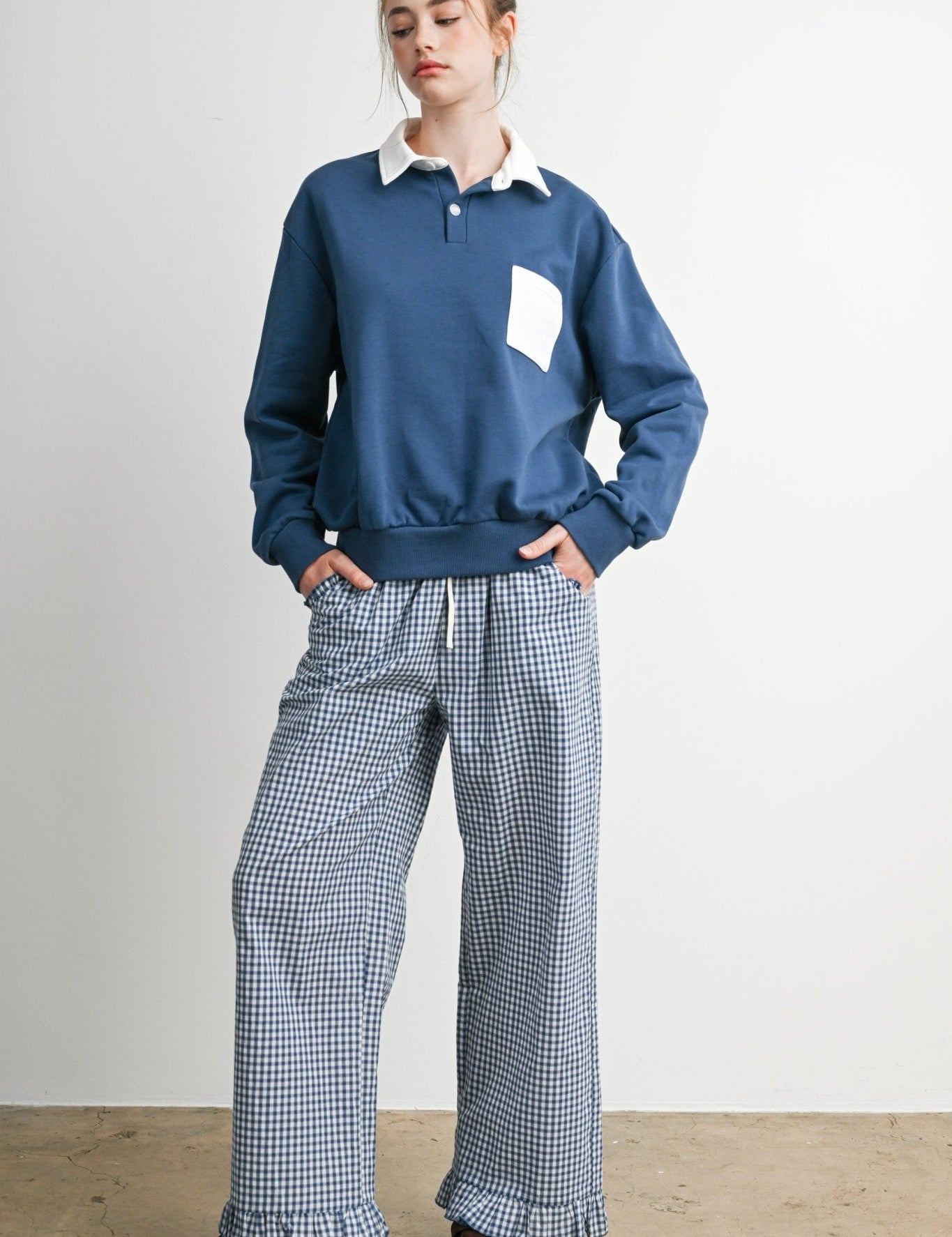Morningtide Gingham Ruffle Hem Pants - Westly