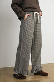 Morningtide Gingham Ruffle Hem Pants - Westly