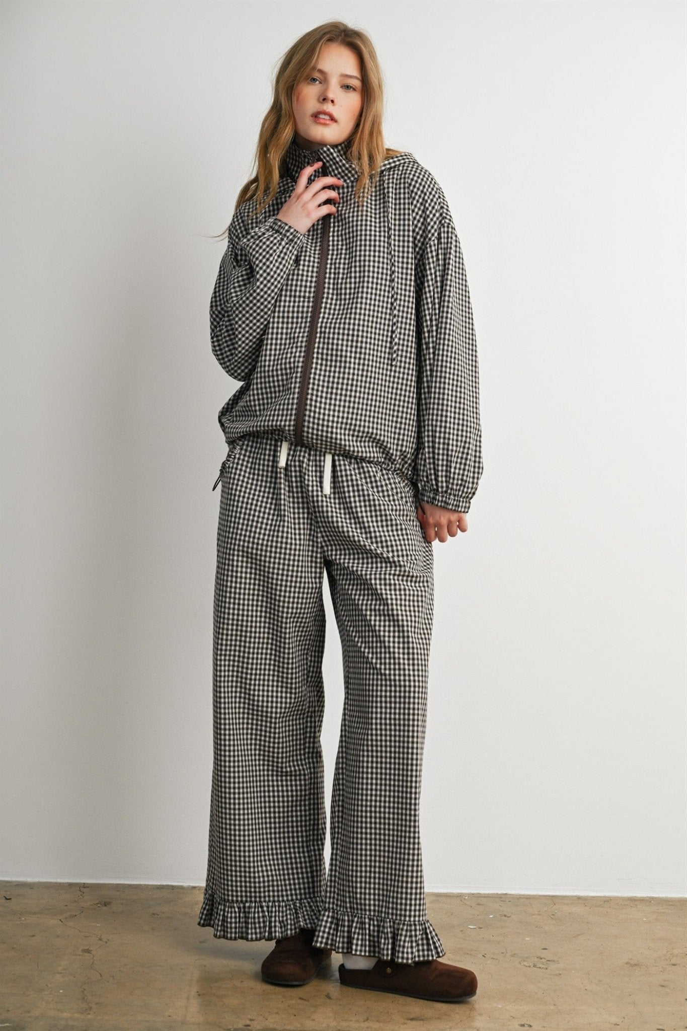 Morningtide Gingham Ruffle Hem Pants - Westly