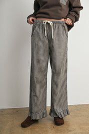 Morningtide Gingham Ruffle Hem Pants - Westly