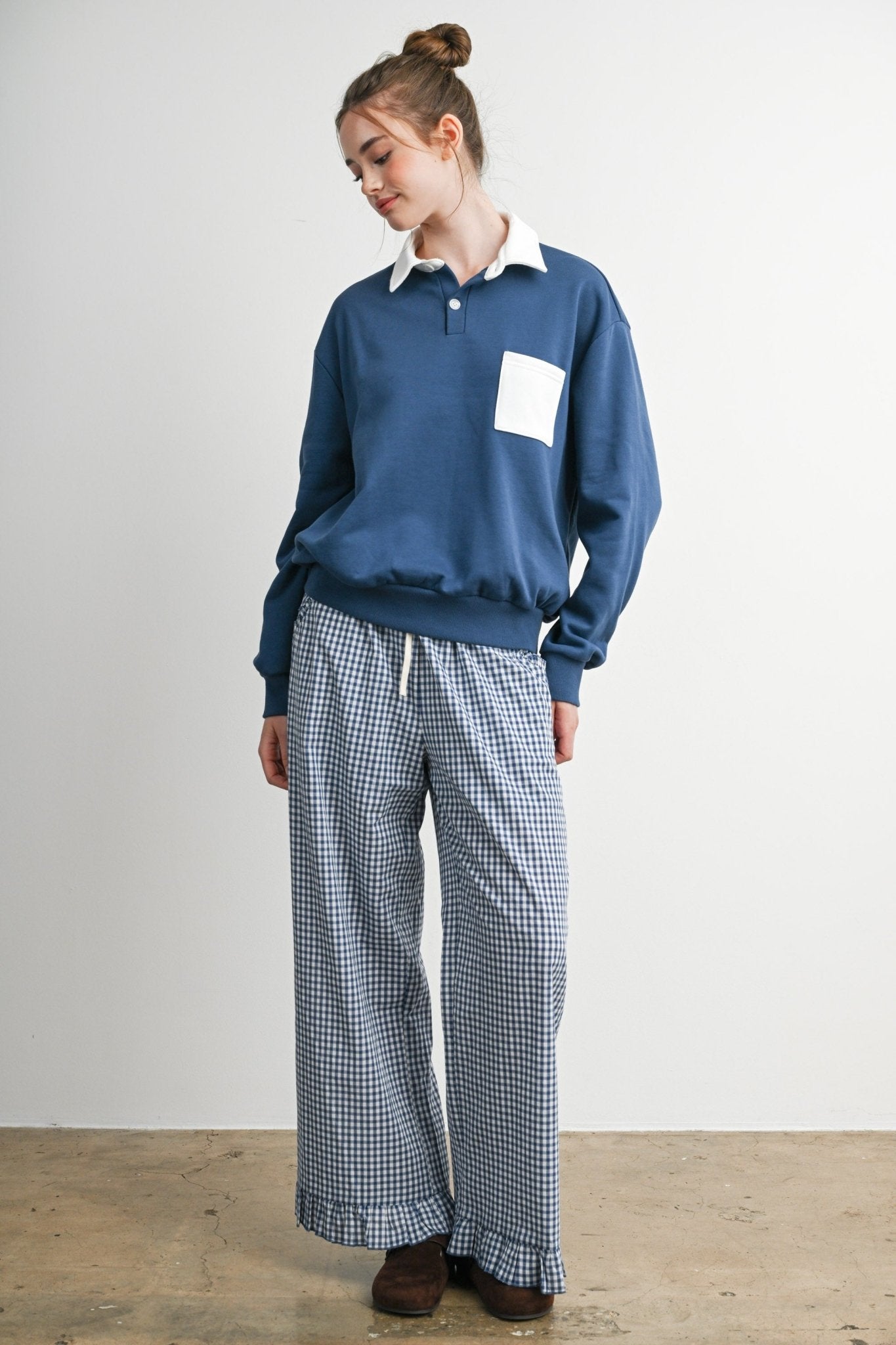 Morningtide Gingham Ruffle Hem Pants - Westly