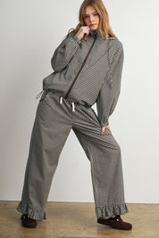 Morningtide Gingham Ruffle Hem Pants - Westly