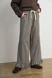 Morningtide Gingham Ruffle Hem Pants - Westly