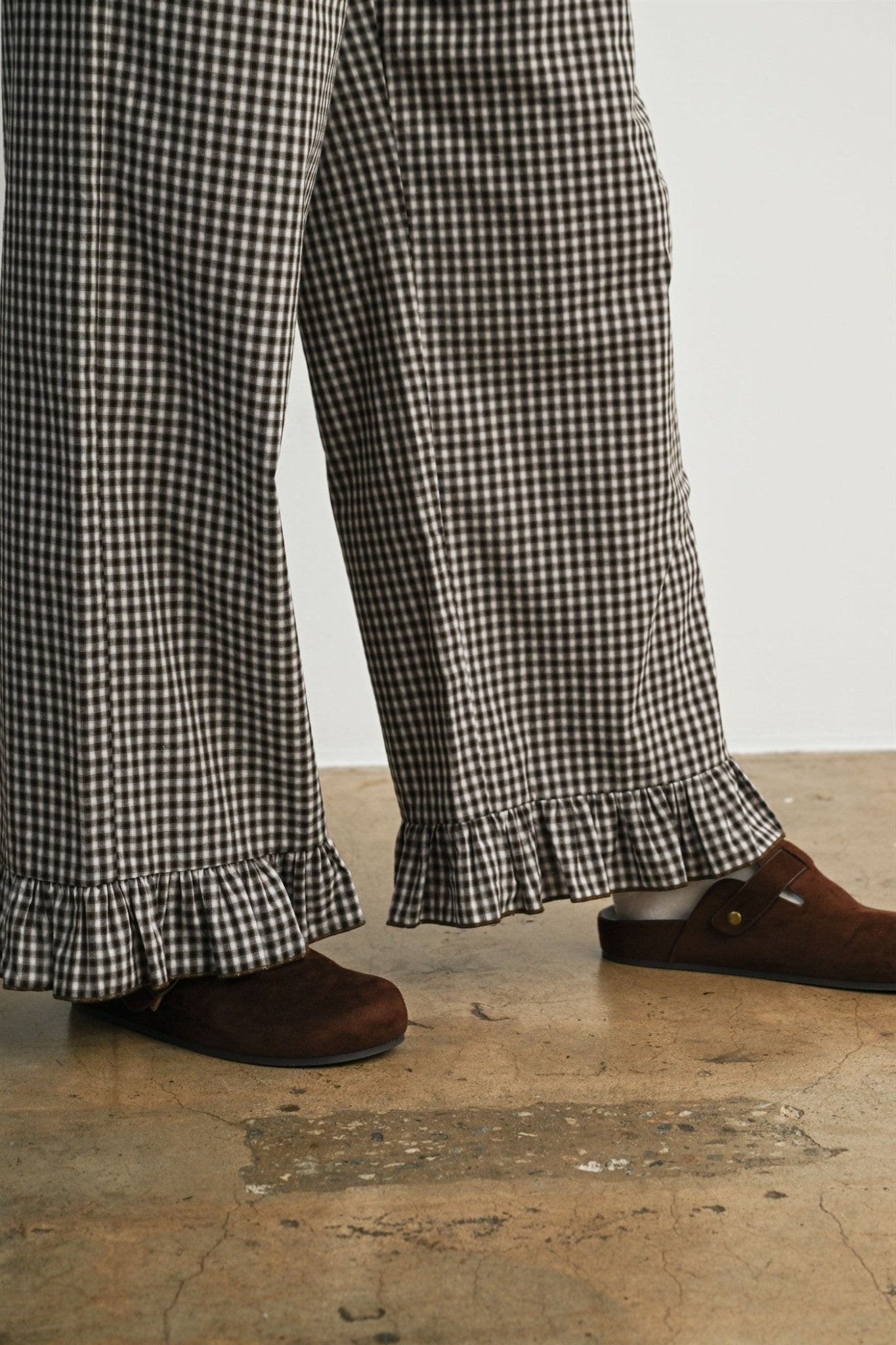Morningtide Gingham Ruffle Hem Pants - Westly