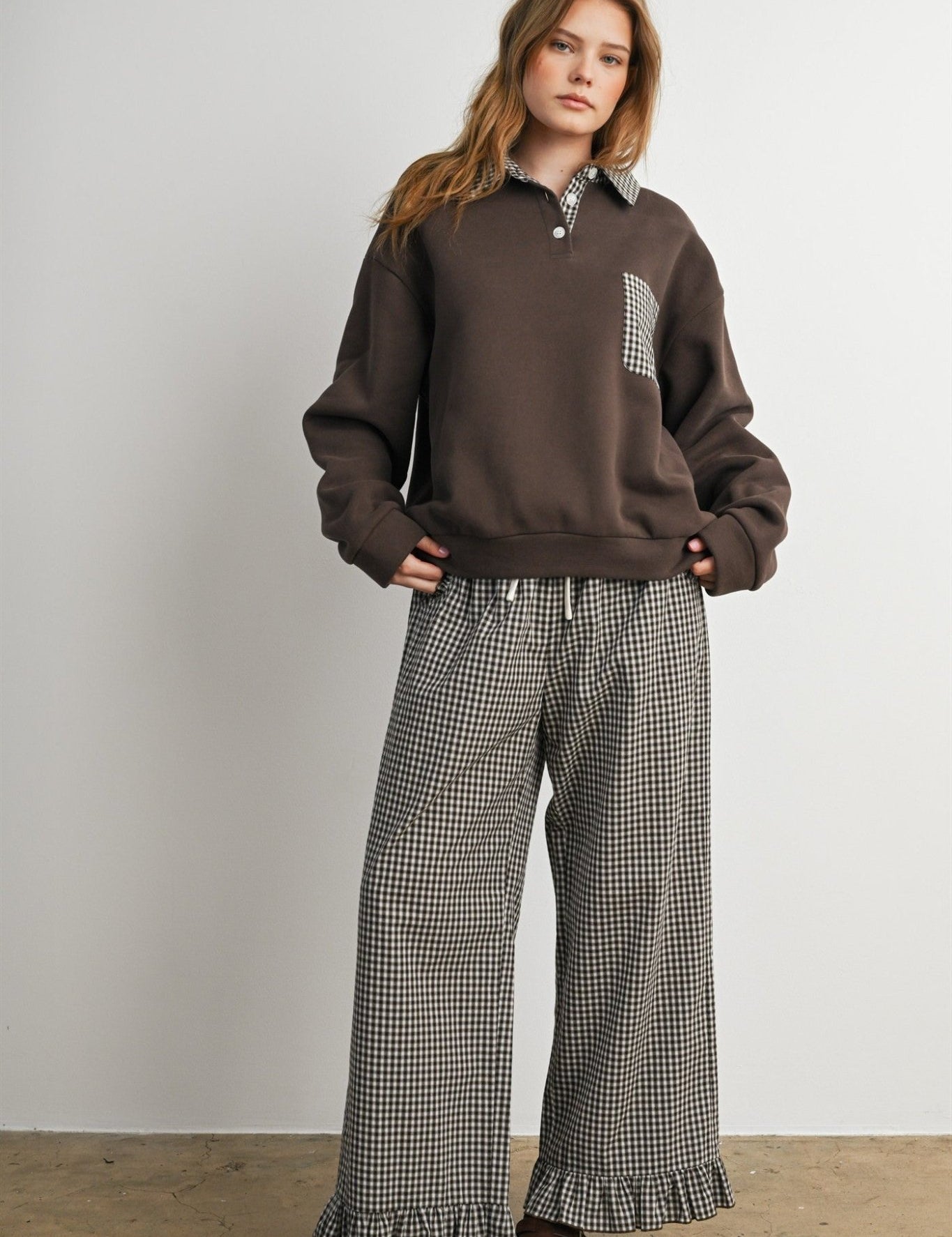 Morningtide Gingham Ruffle Hem Pants - Westly