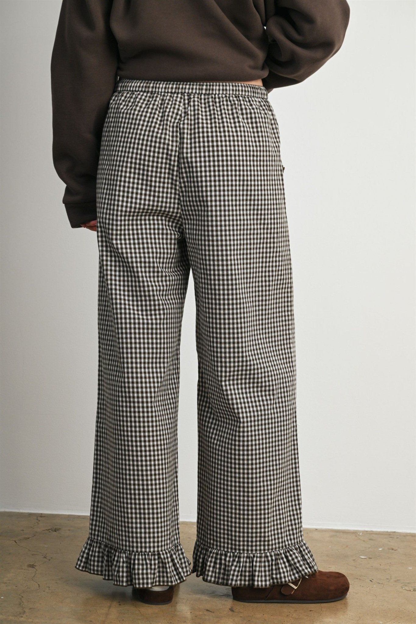 Morningtide Gingham Ruffle Hem Pants - Westly