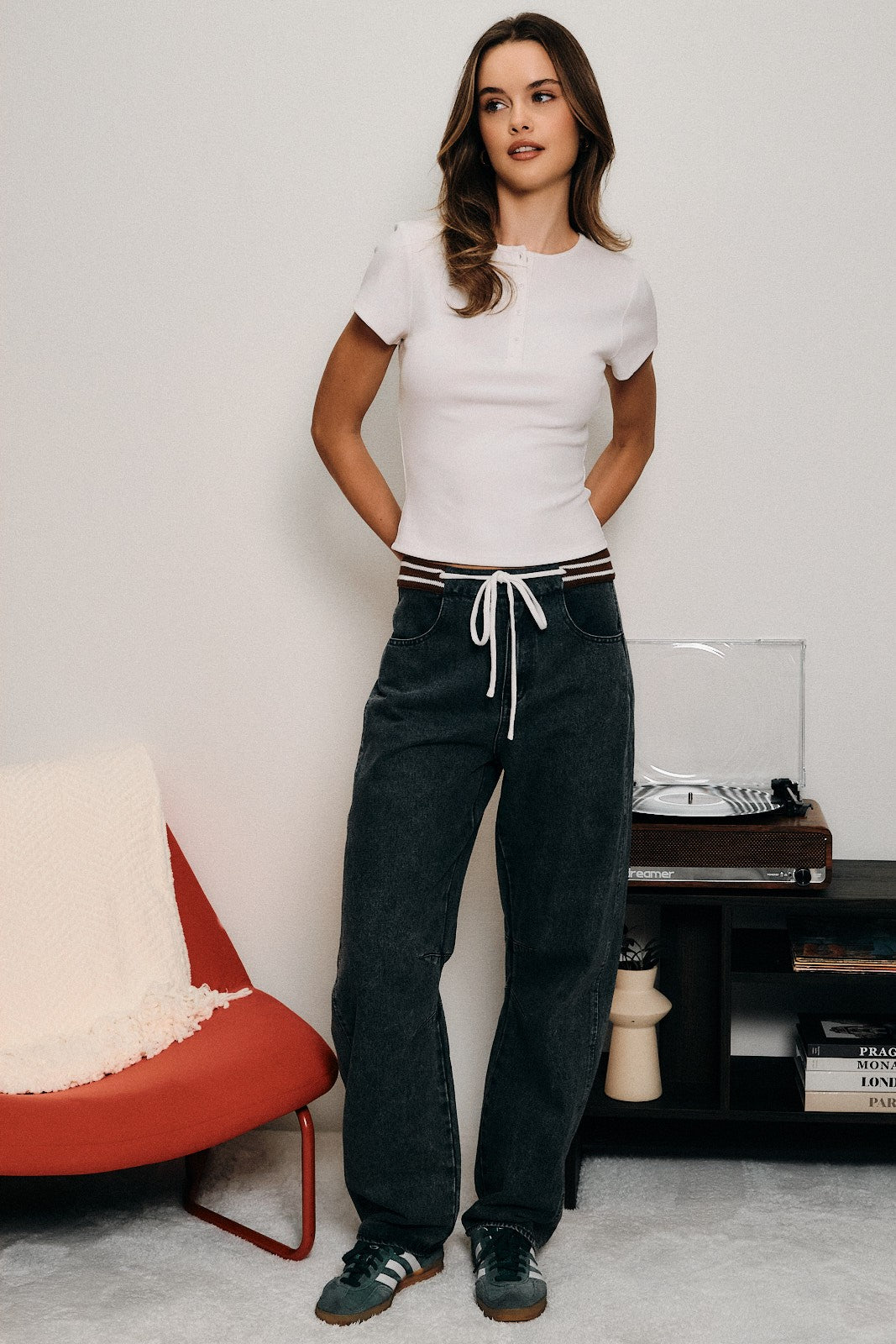 Morrow Knit Waist Barrel Jeans - Denim