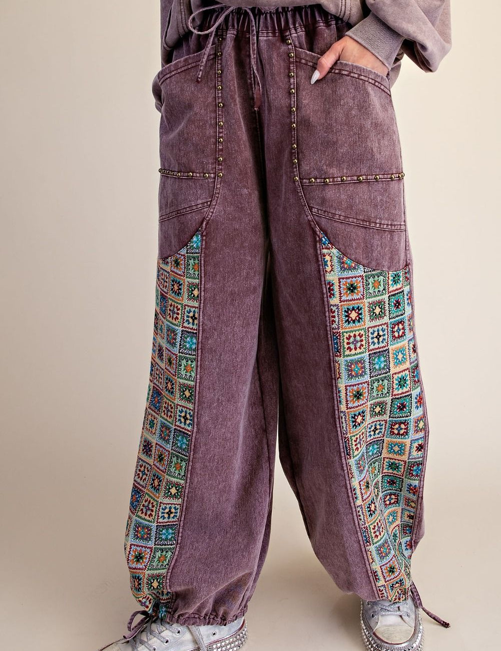 Mosaic Jacquard Print Mix Washed Twill Pants - Westly