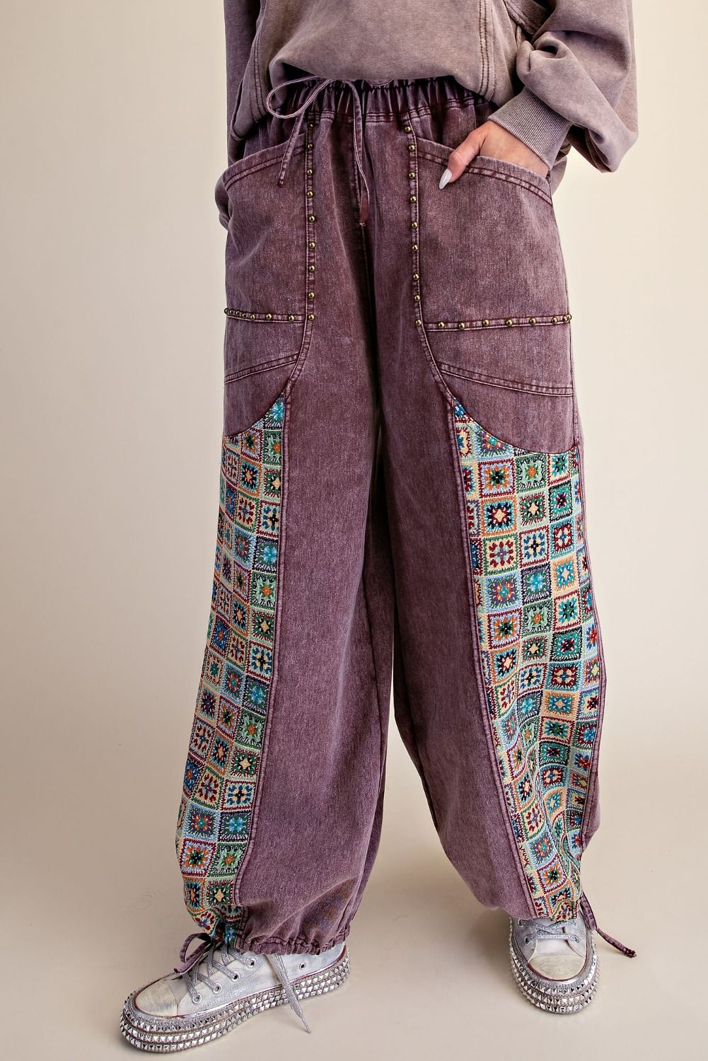 Mosaic Jacquard Print Mix Washed Twill Pants - Westly