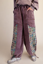 Mosaic Jacquard Print Mix Washed Twill Pants - Westly