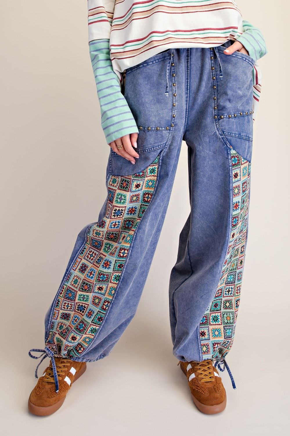 Mosaic Jacquard Print Mix Washed Twill Pants - Westly