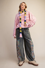Mosaic Jacquard Print Mix Washed Twill Pants - Westly