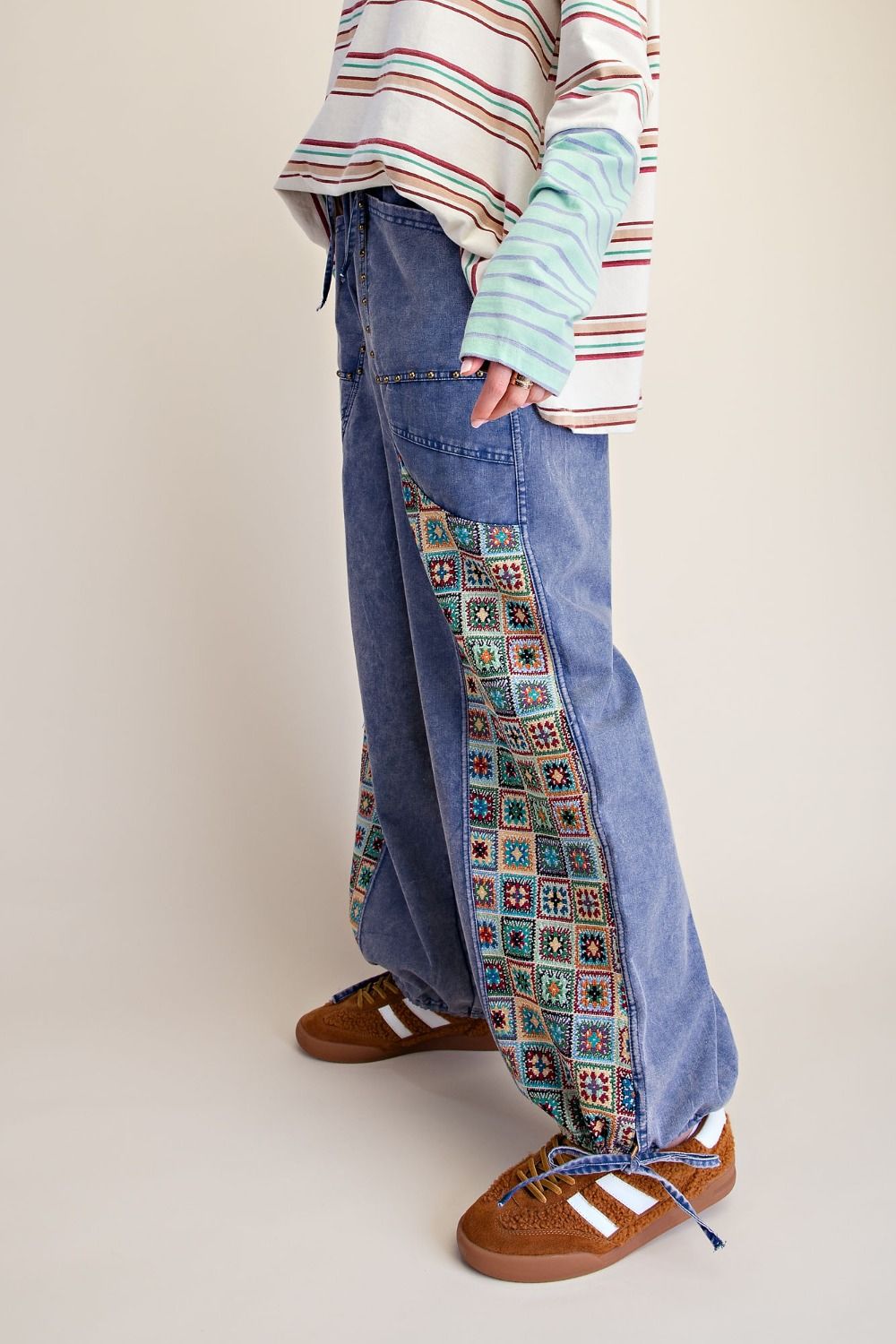 Mosaic Jacquard Print Mix Washed Twill Pants - Westly