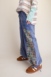 Mosaic Jacquard Print Mix Washed Twill Pants - Westly