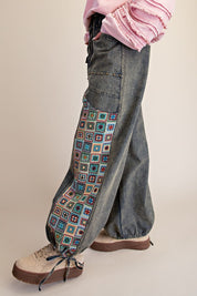 Mosaic Jacquard Print Mix Washed Twill Pants - Westly