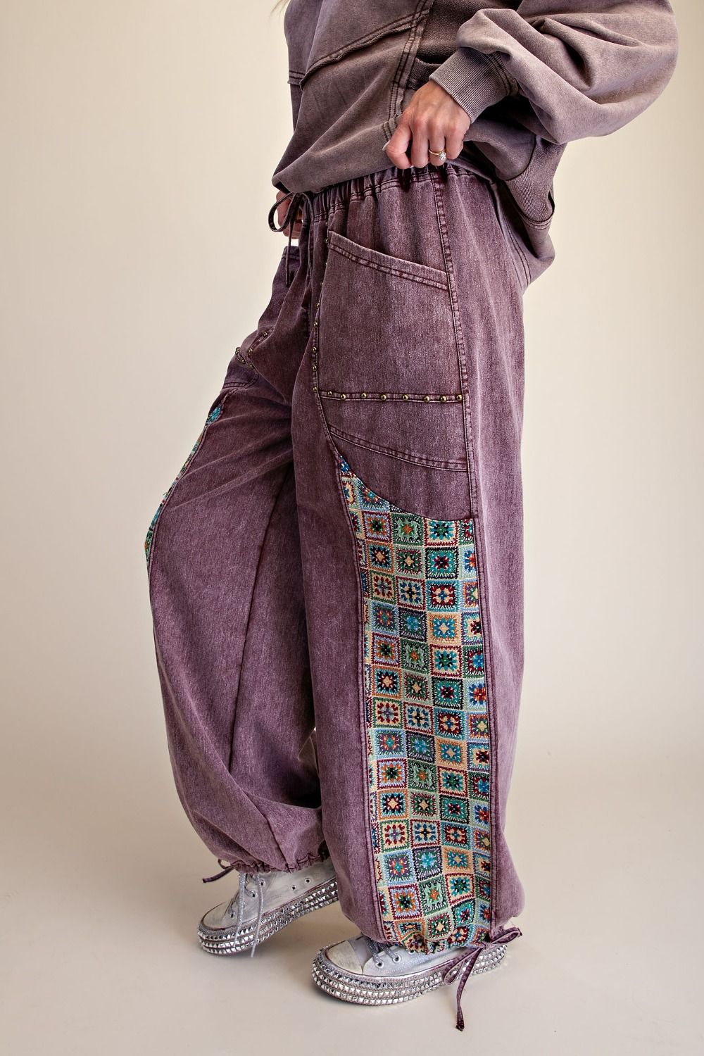 Mosaic Jacquard Print Mix Washed Twill Pants - Westly