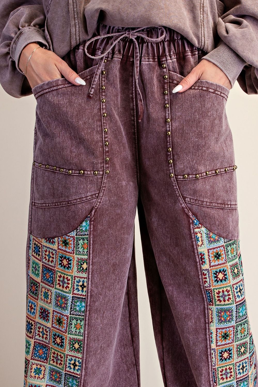 Mosaic Jacquard Print Mix Washed Twill Pants - Westly