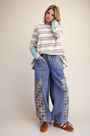 Mosaic Jacquard Print Mix Washed Twill Pants - Westly